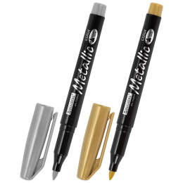 Алтын мен күмісті безендіруге және бояуға арналған маркерлер, METALLIC MARKER, 1-2 мм жазу сызығы, BRAUBERG, 152655