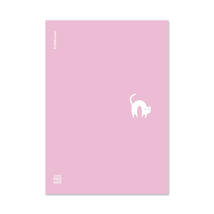 Тетрадь общая ученическая с пласт. обл. на скобе ErichKrause CoverProBook® Веселые коты, текстура песок, фиолетовый, А4, 48 л., клетка_МИКС