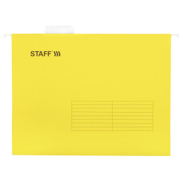 80 л дейін A4 (350x240 мм) ілулі қалталар, 10 дана жинақ, сары, картон, STAFF, 270930
