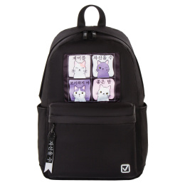 Рюкзак BRAUBERG FASHION CITY, универсальный, "Anime Cats", черный, 44х31х16 см, 229965