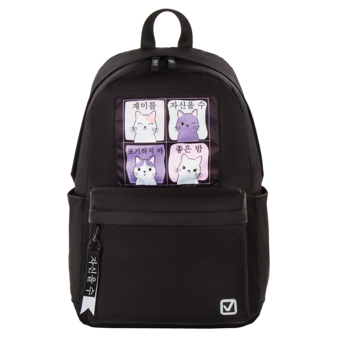 Рюкзак BRAUBERG FASHION CITY, универсальный, "Anime Cats", черный, 44х31х16 см, 229965