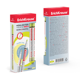 Двухсторонний маркер для выделения текста ErichKrause VisioLine® V-16 Неон и пастель, цвет чернил желтый (в коробке по 12 шт.)