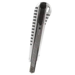 Әмбебап пышақ 9 мм BRAUBERG "Metallic", металл корпус (гофрленген), автофиксатор, блистер, 236971