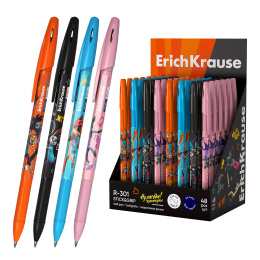 ErichKrause R-301 шарикті қалам, күте тұрыңыз! Демалыс 0.7, сия Түсі Көк (48 дана дисплей қорабында)