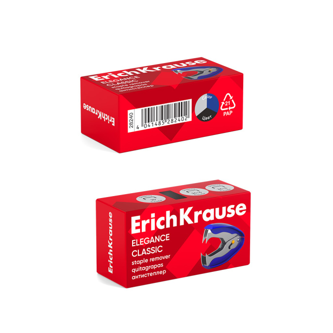 Антистеплер с фиксатором ErichKrause Элегантность Классика, ассорти (в коробке по 1 шт.)