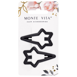Заколки для волос НАБОР 2 шт., 5,5 см, клик-клак, soft touch, чёрный, MONTE VITA (МОНТЕ ВИТА), 457081