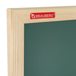 Доска для мела магнитная 30х45 см, зеленая, деревянная рамка, BRAUBERG "Wood", 238797