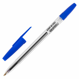 STAFF "Basic BP-962" шарикті майлы қалам, көк, корпусы мөлдір, түйіні 1 мм, жазу сызығы 0,7 мм, 142962