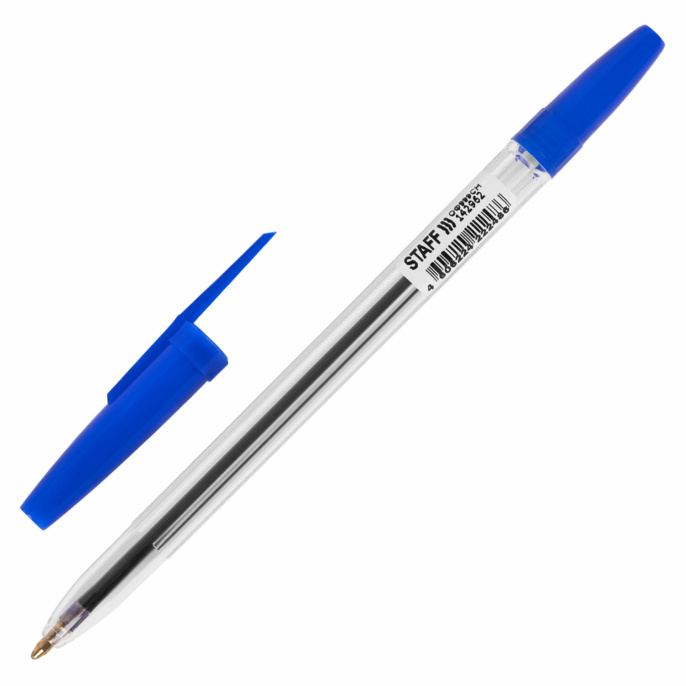 STAFF "Basic BP-962" шарикті майлы қалам, көк, корпусы мөлдір, түйіні 1 мм, жазу сызығы 0,7 мм, 142962
