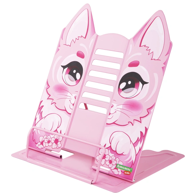 Подставка для книг и учебников большая фигурная BRAUBERG KIDS "Kitty", регулируемый наклон, металл, 238059