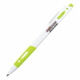 Ручка шариковая автоматическая с грипом STAFF "BP-16 White", СИНЯЯ, ассорти, линия письма 0,35 мм, 143749