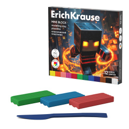 Пластилин классический ErichKrause Кубомир 12 цветов со стеком, 192 г (в коробке 12 шт)