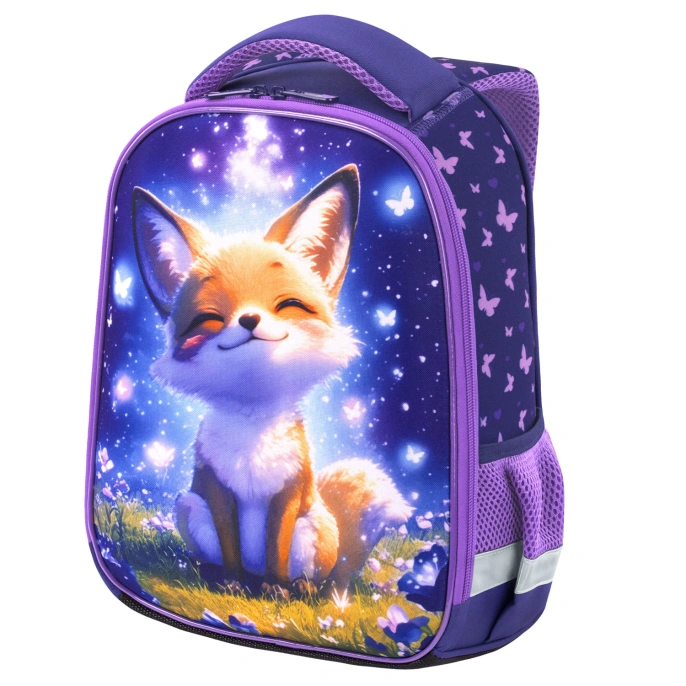 Ранец BRAUBERG KIDS START, 1 отделение, 2 кармана, "Chilling fox", 35х26х13 см, 274407