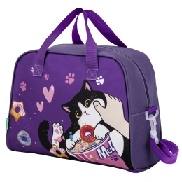 Тұтқалары бар BRAUBERG KIDS жаттығу сөмкесі, иық белдігі, 35x25x15 см, "тәтті чектер", 272376