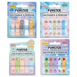 Бетбелгілер жабысқақ Z-FUNSTER (FUNSTER) "Ассорти", 45х12 мм, 100 дана, (5 түсті х 20 парақ), диспенсерде, 116706