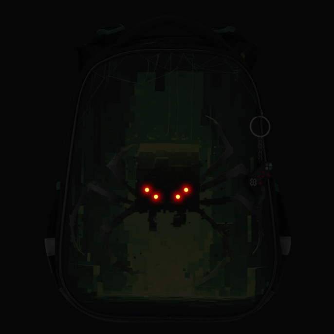 Ранец BRAUBERG PREMIUM, 2 отделения, с брелоком, "Digital spider", LED-ЛАМПОЧКИ, 38х29х16 см, 273101