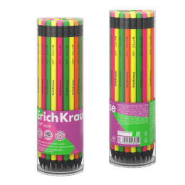 Чернографитный карандаш пластиковый ErichKrause JOY® Неон, круглый, с ластиком, ТМ (в тубусе по 42 шт.)