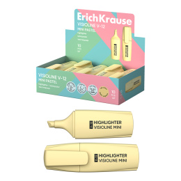 ErichKrause visioline® V-12 мәтінін бөлектеуге арналған Маркер шағын Пастель, сия түсі сары (10 дана дисплей қорабында)