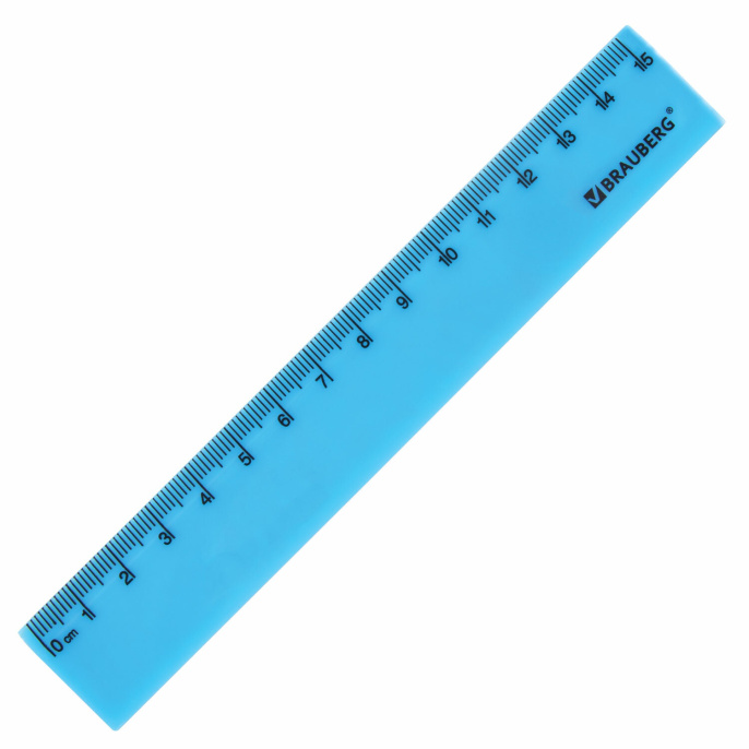 Линейка пластиковая 15 см, BRAUBERG "NEON", ассорти, пакет, 210750