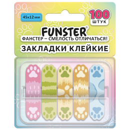 Бетбелгілер жабысқақ Z-FUNSTER (FUNSTER) "иттердің аяқтары", 45х12 мм, 100 дана, (5 түсті x 20 парақ), диспенсерде, 116693