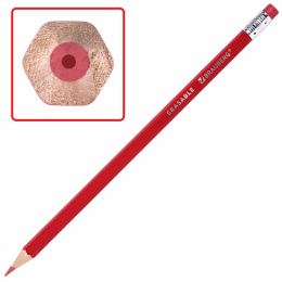 Карандаши цветные стираемые с ластиком BRAUBERG ERASABLE, 12 цветов, шестигранные, грифель 3 мм, натуральное дерево, 181932