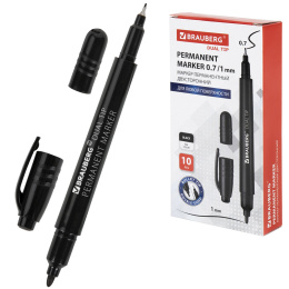 Тұрақты екі жақты brauberg DUO маркері, қара, 0,7/1 мм кеңестер, 152210