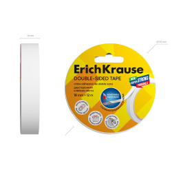 Двусторонняя клейкая лента ErichKrause 18ммх12м, прозрачный (в пленке по 1 шт.)