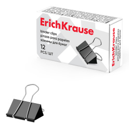 ErichKrause қағаз қыстырғыштары классикалық, 25 мм, қара (12 қорапта)