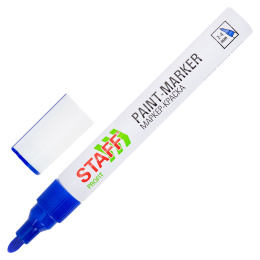 Маркер-краска лаковый (paint marker) 2-4 мм, СИНИЙ, НИТРО-ОСНОВА, STAFF PROFIT, для любых поверхностей, 152581