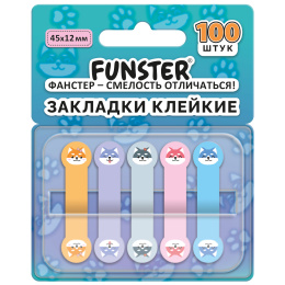 Бетбелгілер жабысқақ Z-Funster (FUNSTER) "иттер", 45х12 мм, 100 дана, (5 түсті x 20 парақ), диспенсерде, 116692