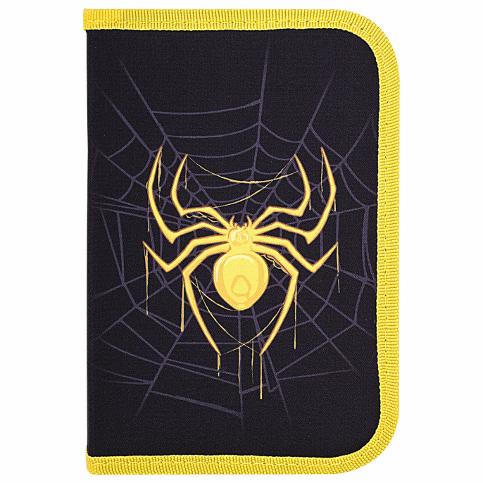 Пенал BRAUBERG с наполнением, 1 отделение, 1 откидная планка, 24 предмета, 21х14 см, "Venomous spider", 271526