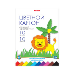 ErichKrause Желіміндегі жылтыр түсті картон, A4, 10 парақ, 10 түсті, ойыншық-балалар шығармашылығына арналған жинақ