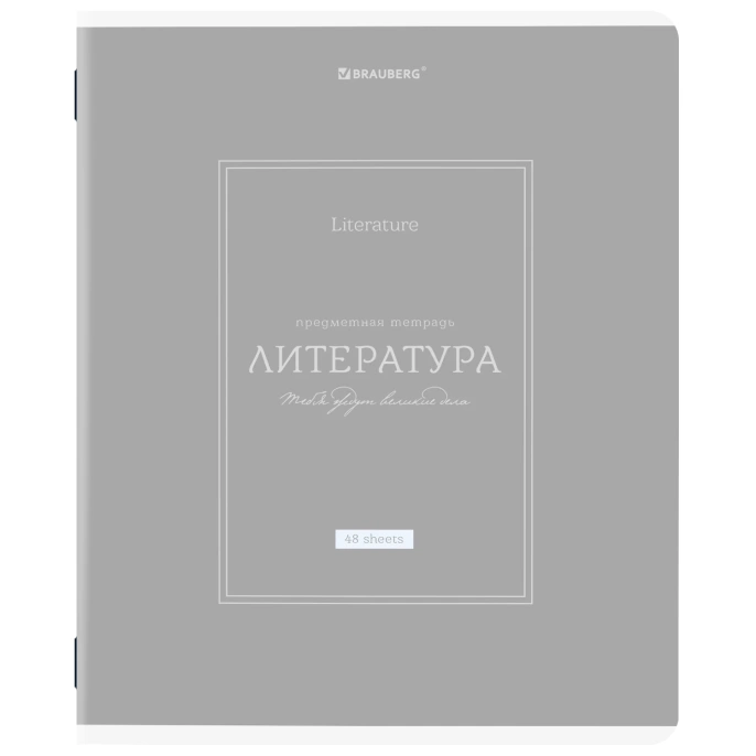 Тетрадь предметная CLASSIC 48 л., рельефный картон, матовая ламинация, ЛИТЕРАТУРА, линия, подсказки, BRAUBERG, 405143
