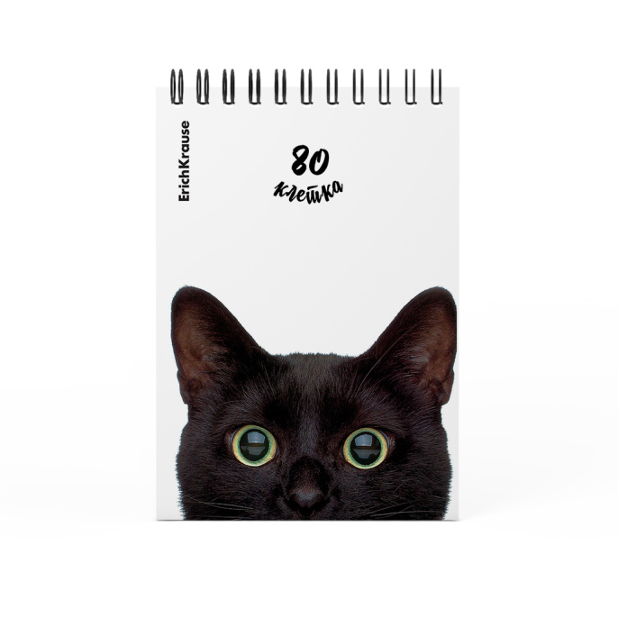Блокнот на спирали ErichKrause Котики, А6, 80 л., клетка_МИКС