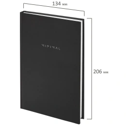 Блокнот А5 134х206 мм, 80 л., твёрдый, клетка, BRAUBERG "Minimal", черный, 116436
