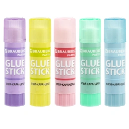 Клей-карандаш в пастельном корпусе BRAUBERG PASTEL, 15 г, PVP-основа, ассорти, 271249