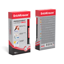 Перманентный маркер ErichKrause P-100, цвет чернил красный (в коробке по 12 шт.)