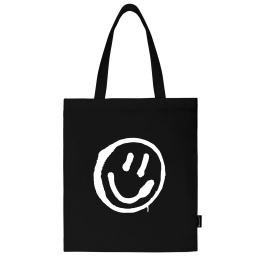 BRAUBERG shopper сөмкесі, канвас, 40х35 см, қара, "Smiley", 271900