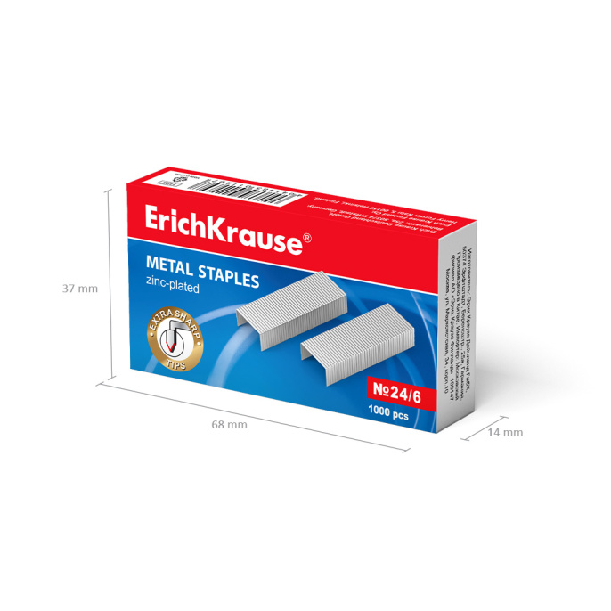 Скобы №24/6 ErichKrause (коробка 1000 шт.)