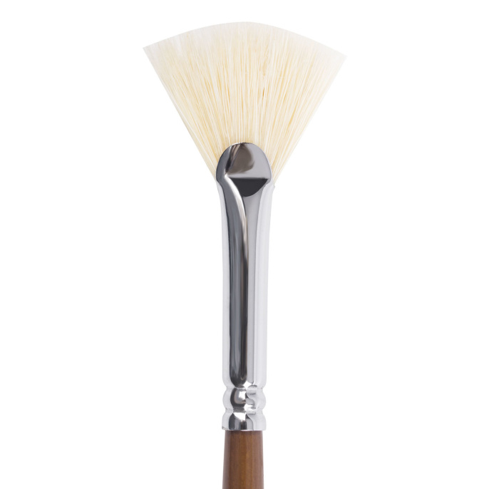Кисть художественная профессиональная BRAUBERG ART CLASSIC, щетина, веерная, № 4, длинная ручка