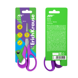 Ножницы ErichKrause JOY® Неон, эргономичные ручки, 14см, ассорти (в блистере по 1 шт.)