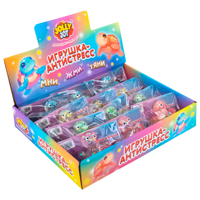 Игрушка-антистресс "ПРОЗРАЧНАЯ ЧЕРЕПАШКА", 8 см, ассорти 4 цвета, дисплей, JOLLY JOT (ДЖОЛЛИ ДЖОТ), 665796