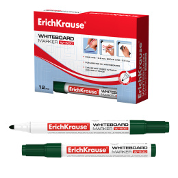 Маркер для досок ErichKrause W-500, цвет чернил зеленый (в коробке по 12 шт.)