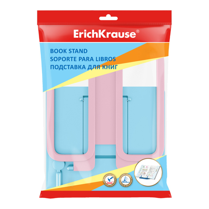 Подставка для книг пластиковая ErichKrause Пастель, голубой с розовым