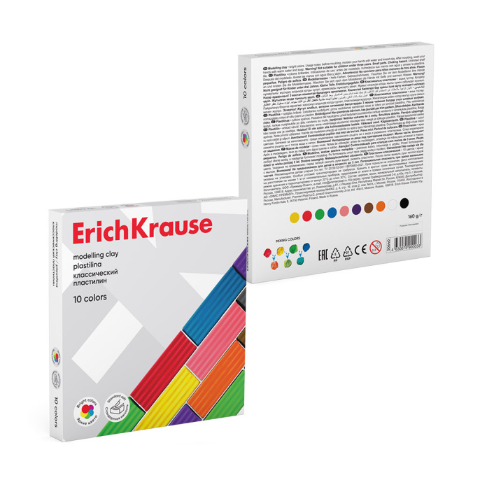 Пластилин классический ErichKrause 10 цветов, 160 г (в коробке 10 шт)