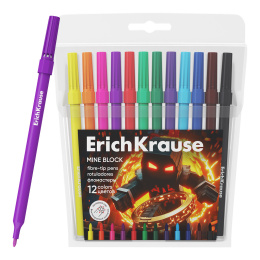 Фломастеры ErichKrause Кубомир, 12 цветов (в футляре с европодвесом 12 шт)