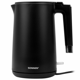 SONNEN KT-8719b, 1,5 л, 2200 Вт, қара, 454692 қос қабырғалы электр шәйнегі