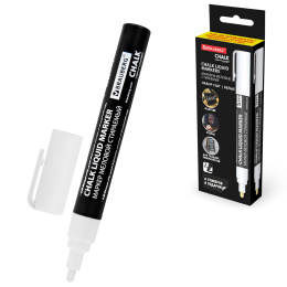 Бор маркерлері CHALK LIQUID MARKER, ақ, 3 дана, 3 мм, сыйлық жапсырмалары, BRAUBERG, 152595