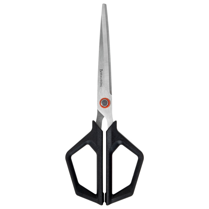 Ножницы BRAUBERG "Super black" 170 мм, черные, 3-сторонняя заточка, ручки из ABS-пластика, 238854