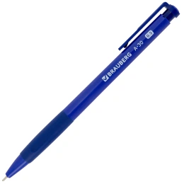 Ручка шариковая автоматическая BRAUBERG A-30 "WRITING 3.0", СИНЯЯ, пишущий узел 0,5 мм, линия письма 0,25 мм, 144339
